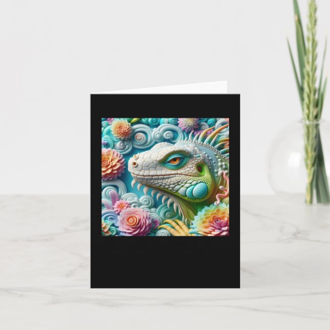 3d Iguana Sticker  Card (Front)