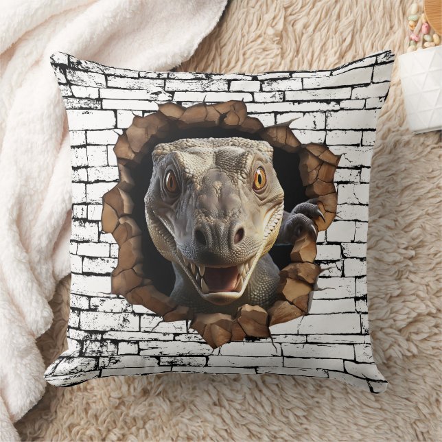 3D Iguana Wall Break Art – Realistic Safari Cushion (Blanket)