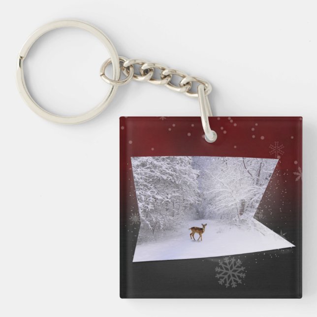 3D Illusion "Snowy Dreams" Key Ring (Front)
