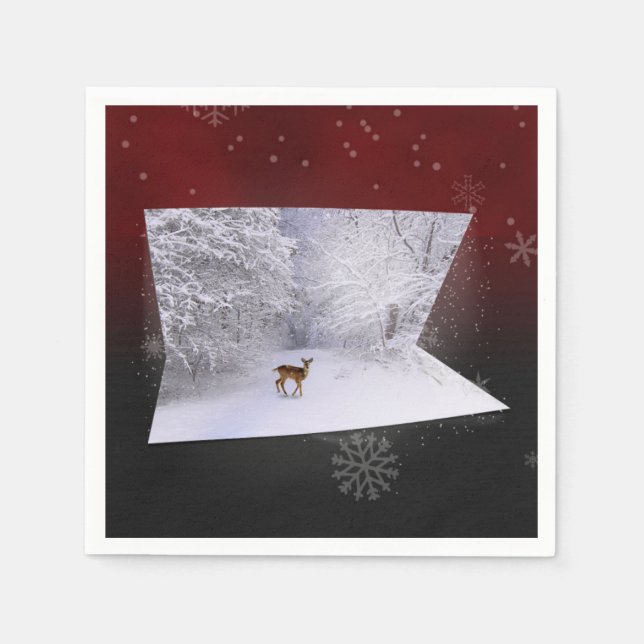 3D Illusion "Snowy Dreams" Napkin (Front)