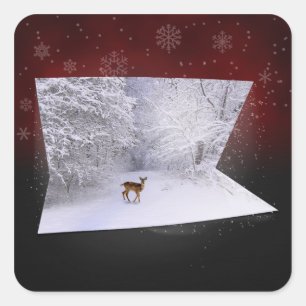 3D Illusion "Snowy Dreams" Square Sticker