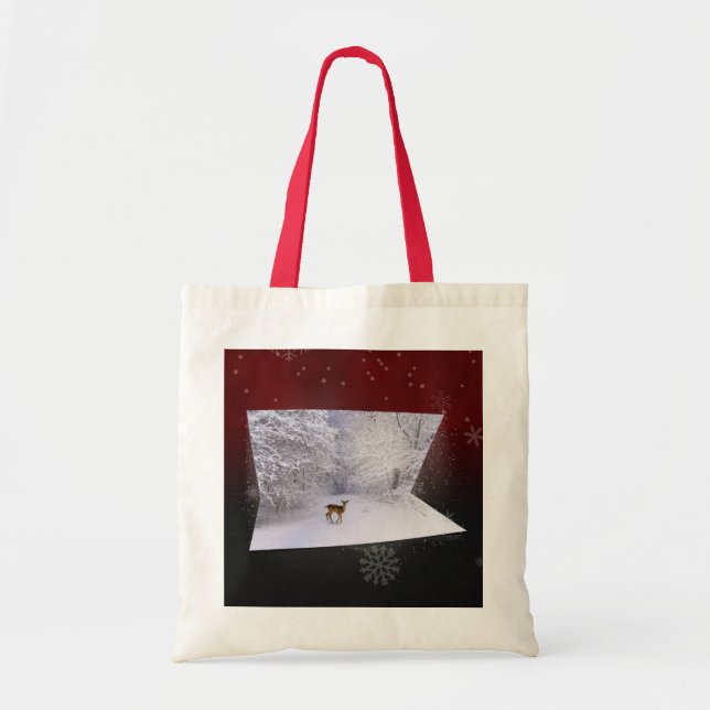 3D Illusion "Snowy Dreams" Tote Bag (Front)