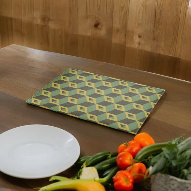 3D Illusion Squares Pattern Cutting Board (Chopping Board)