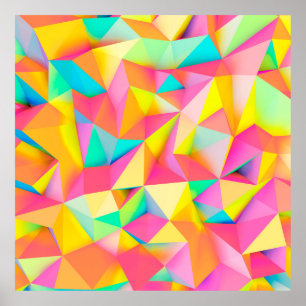 3D Illustration - Colorful low poly texture3d,abst Poster