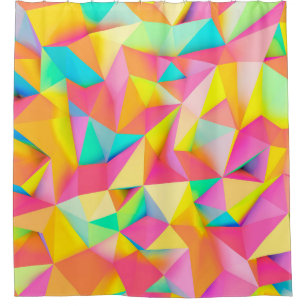 3D Illustration - Colourful low poly texture3d,abs Shower Curtain