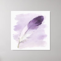 3D Impasto Watercolor Purple Feather Boho Elegant