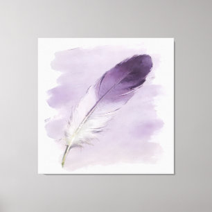 3D Impasto Watercolor Purple Feather Boho Elegant Canvas Print