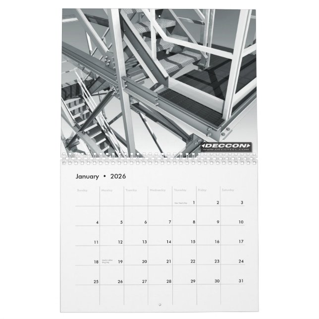 3D INDUSTRIAL FINE ART B&W - DIGITAL ART CALENDAR (Jan 2026)