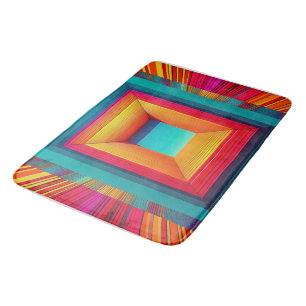 3D Infinite Geometric Neon Bath Mat