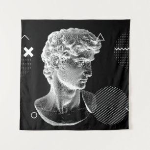 3D ing of Michelangelo's David head in pixel art 8 Tapestry