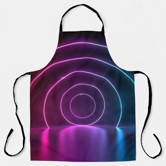 3d ing of ultraviolet circle portal glowing lines  apron (Front)
