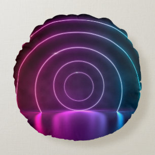 3d ing of ultraviolet circle portal glowing lines  round cushion