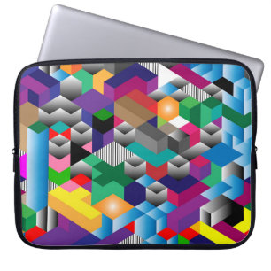 3D Isometric Cubes, Geometric Seamless. Laptop Sleeve