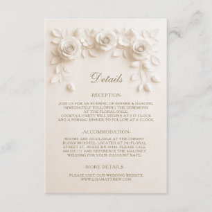 3D Ivory Baroque Roses Minimalist Enclosure Card