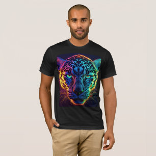 3D Jaguar Design: Neon Colors and Mexican Art for  T-Shirt