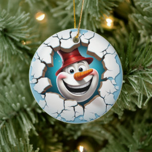 3D Jolly Snowman Christmas  Ceramic Tree Decoration