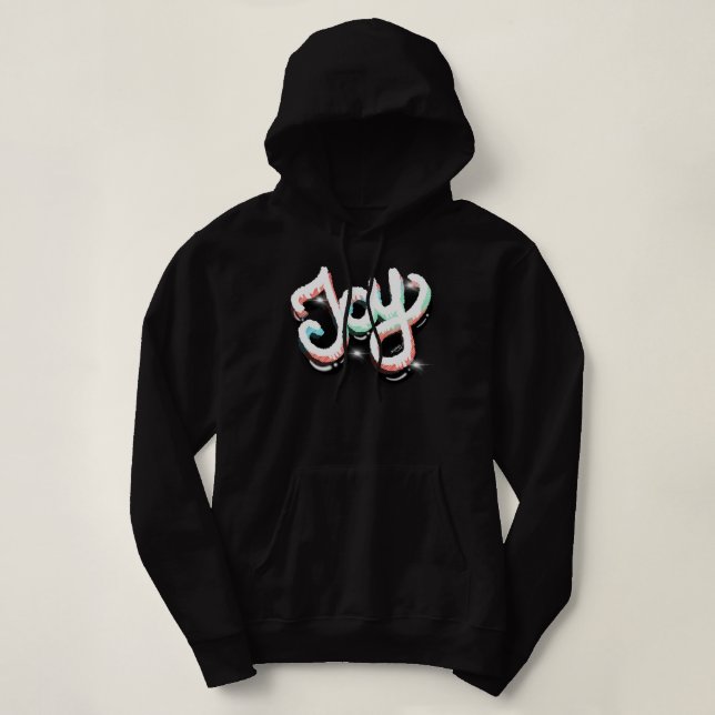 3D Joy Neon Grafitti Street Art Christian Hoodie (Design Front)