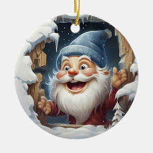 3D Joyful Santa Ceramic Tree Decoration