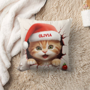 3D Kitten Christmas Cushion
