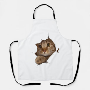 3D Kitty Cat Peeking Cat Lover Gift Apron