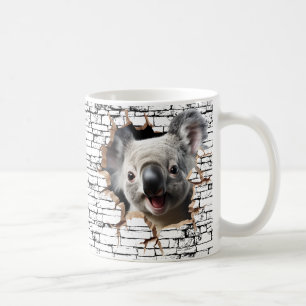3D Koala Wall Break Art – Realistic Safari Coffee Mug