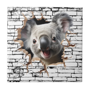 3D Koala Wall Break Art – Realistic Safari Tile