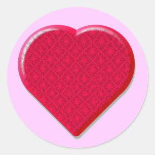 3D Lace Heart Classic Round Sticker