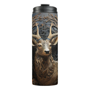 3d Large Antler Buck Deer Rustic Thermal Tumbler