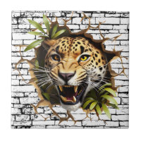 3D Leopard Wall Break Art – Realistic Safari