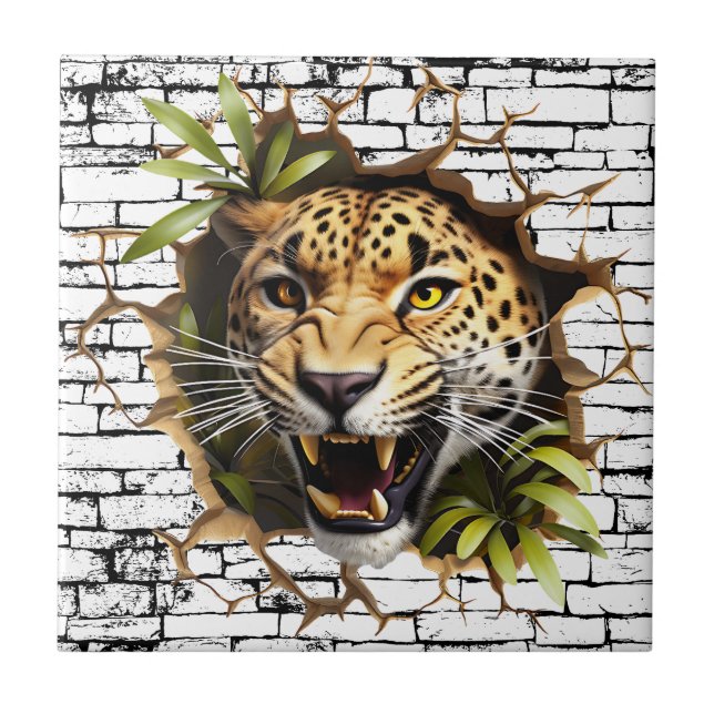 3D Leopard Wall Break Art – Realistic Safari Tile (Front)