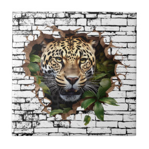 3D Leopard Wall Break Art – Realistic Safari Tile