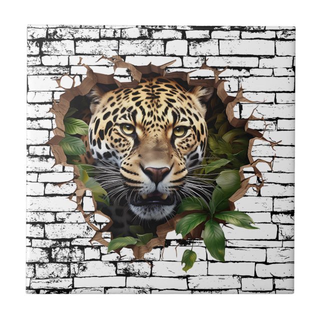 3D Leopard Wall Break Art – Realistic Safari Tile (Front)