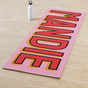 3D Lettering Pink Red Name Yoga Mat