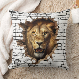 3D Lion Wall Break Art – Realistic Safari Cushion