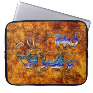 3D-look Asian Dragon & Golden Rustic Laptop Sleeve
