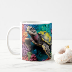 3D Look Printed Sea Turtle Beach Ocean Coffee Mug