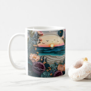 3D Looking Printed Beach Sunset Coffee Mug