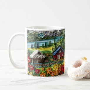 3D Looking Printed Country Cabin Coffee Mug