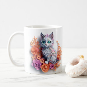 3D Looking Printed Kitten Cat Coffee Mug