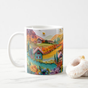 3D Looking Printed Mountain Cottages Coffee Mug