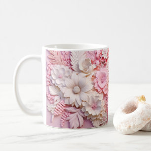 3D Looking Printed Pink Flowers Coffee Mug