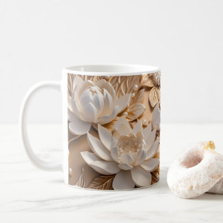 3D Looking Printed Tan Water Lilly Coffee Mug