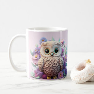 3D Looking Printed White Owl Bird Coffee Mug