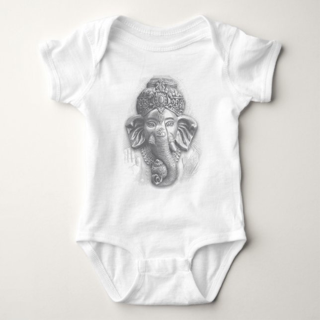 3d Lord Ganesha - Om Baby Bodysuit (Front)