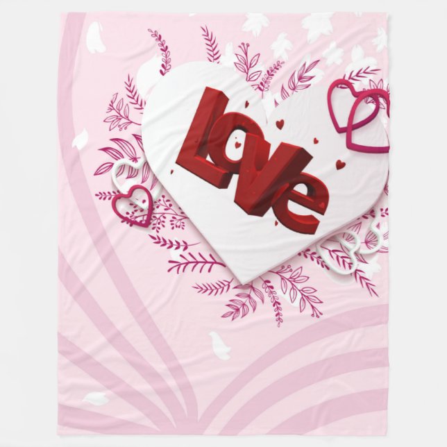 3D love  Fleece Blanket (Front)