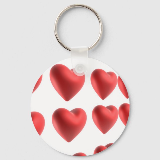 3D Love Hearts Design Key Ring (Front)