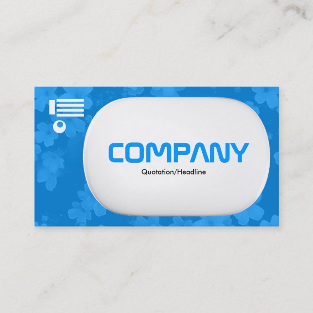3d Lozenge - Flowers - Blue Business Card (Front)