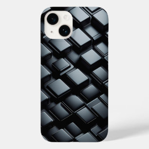 3D Luxury Black Metallic Phone Case - Sleek Dark