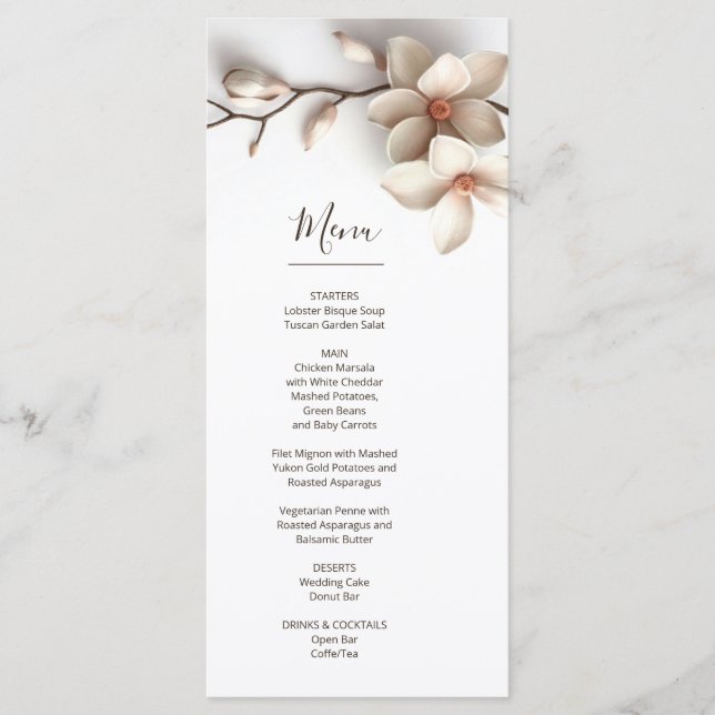 3D Magnolia Flowers Menu (Front)