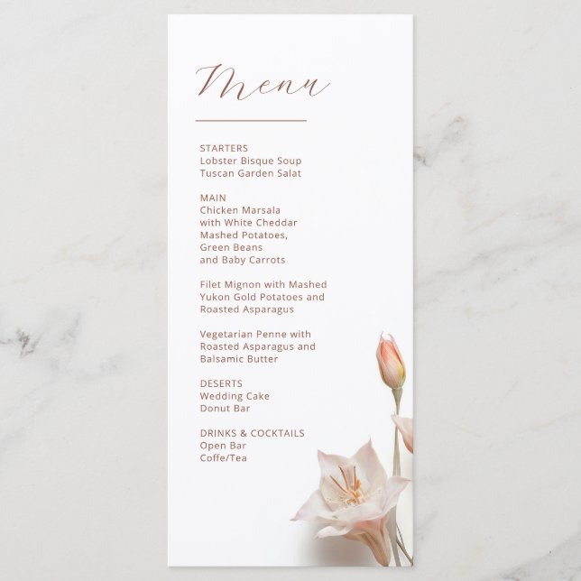 3D Magnolia Flowers Menu (Front)